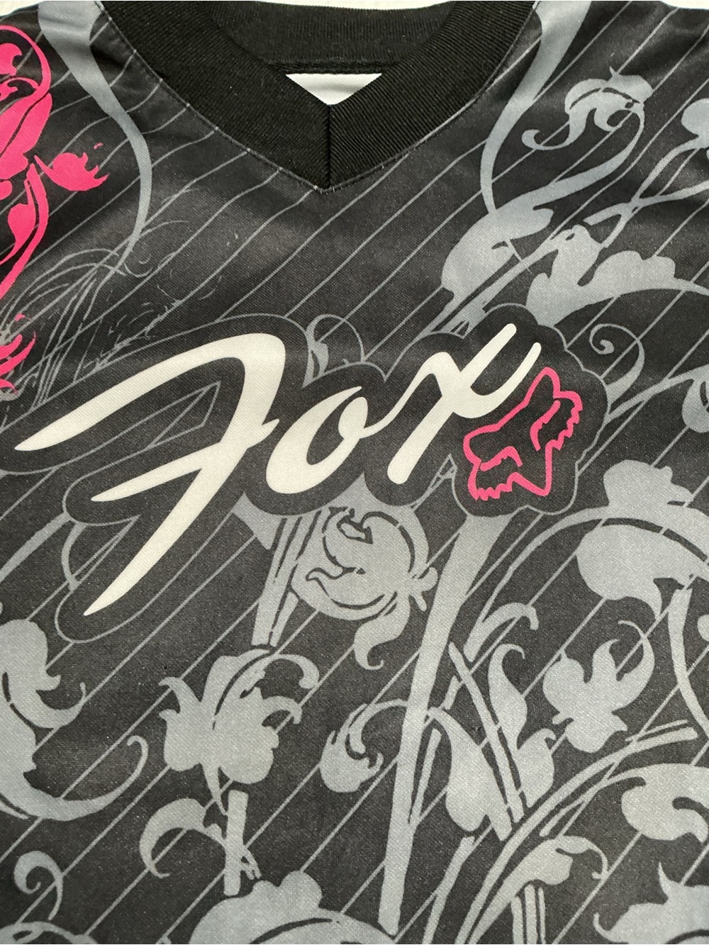 Vintage Y2K Fox Racing HC Motocross Jersey Black Pink Scroll 02024 Size M - Picture 8 of 13